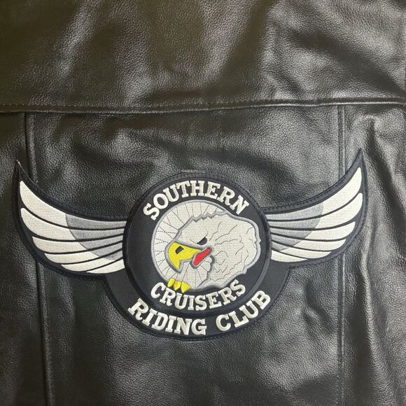 #HWK Motorsports Leather Vest Southern Cruisers Riding Club Patch On Back XL - Picture 8 of 9
